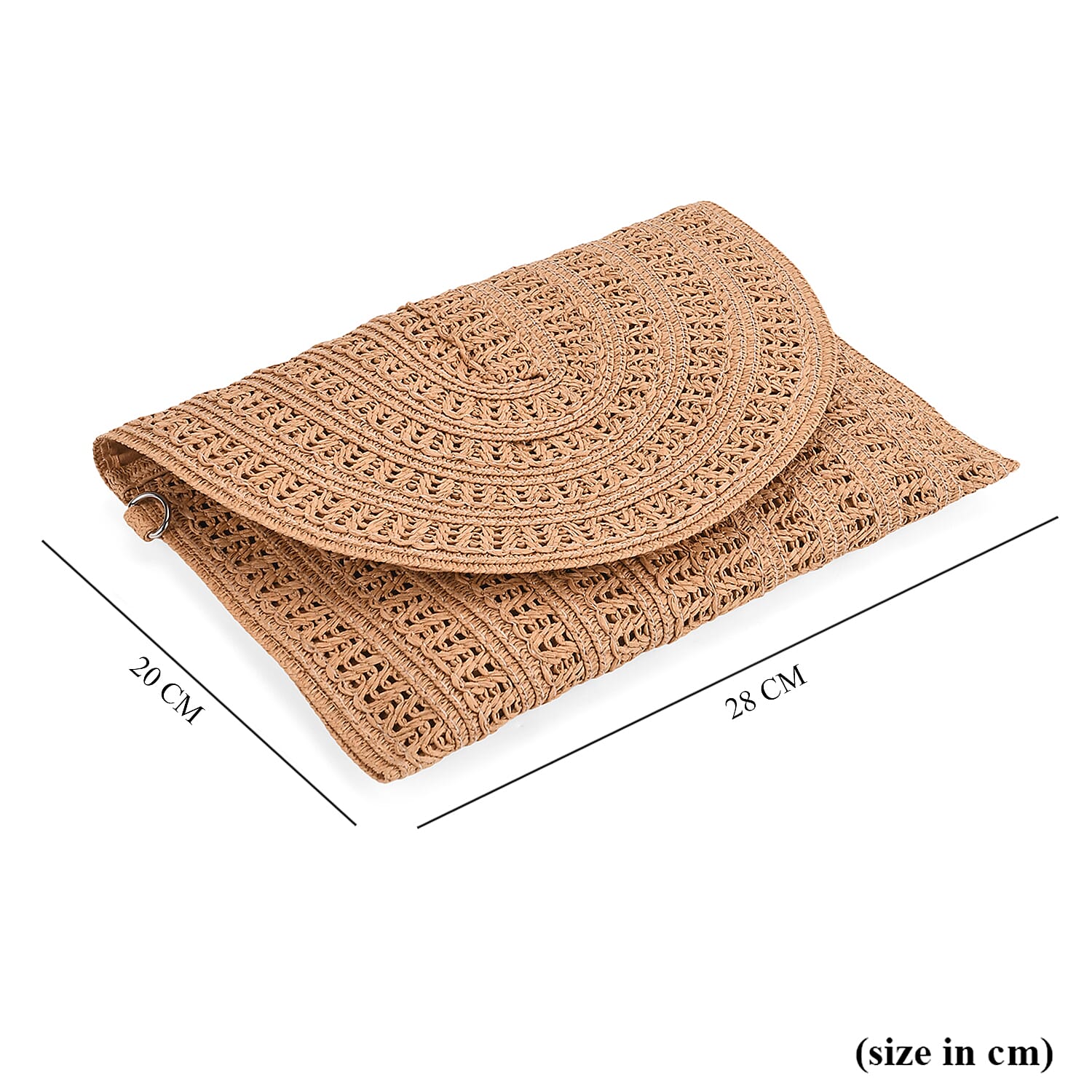 Bohemian Style Woven Clutch with Long Adjustable Strap - Khaki