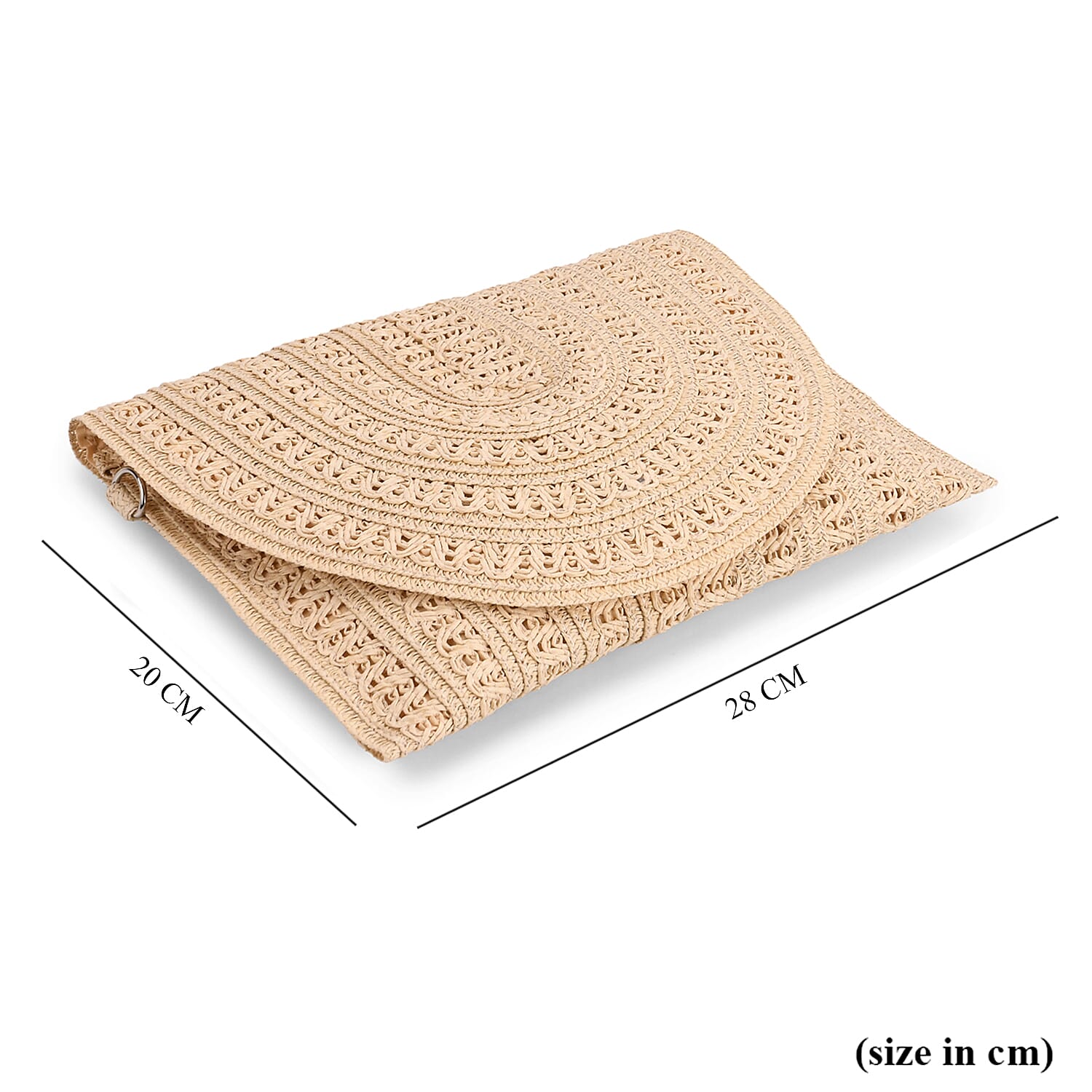 Bohemian Style Woven Clutch with Long Adjustable Strap - Beige