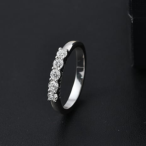 Luxuriant Diamond Lab Grown Diamond (SI-G-H) Ring in Rhodium Overlay Sterling Silver 0.51 Ct.