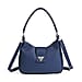 Stylish Hobo Crossbody Bag with Flap Closure & Additional  Adjustable Strap - Navy