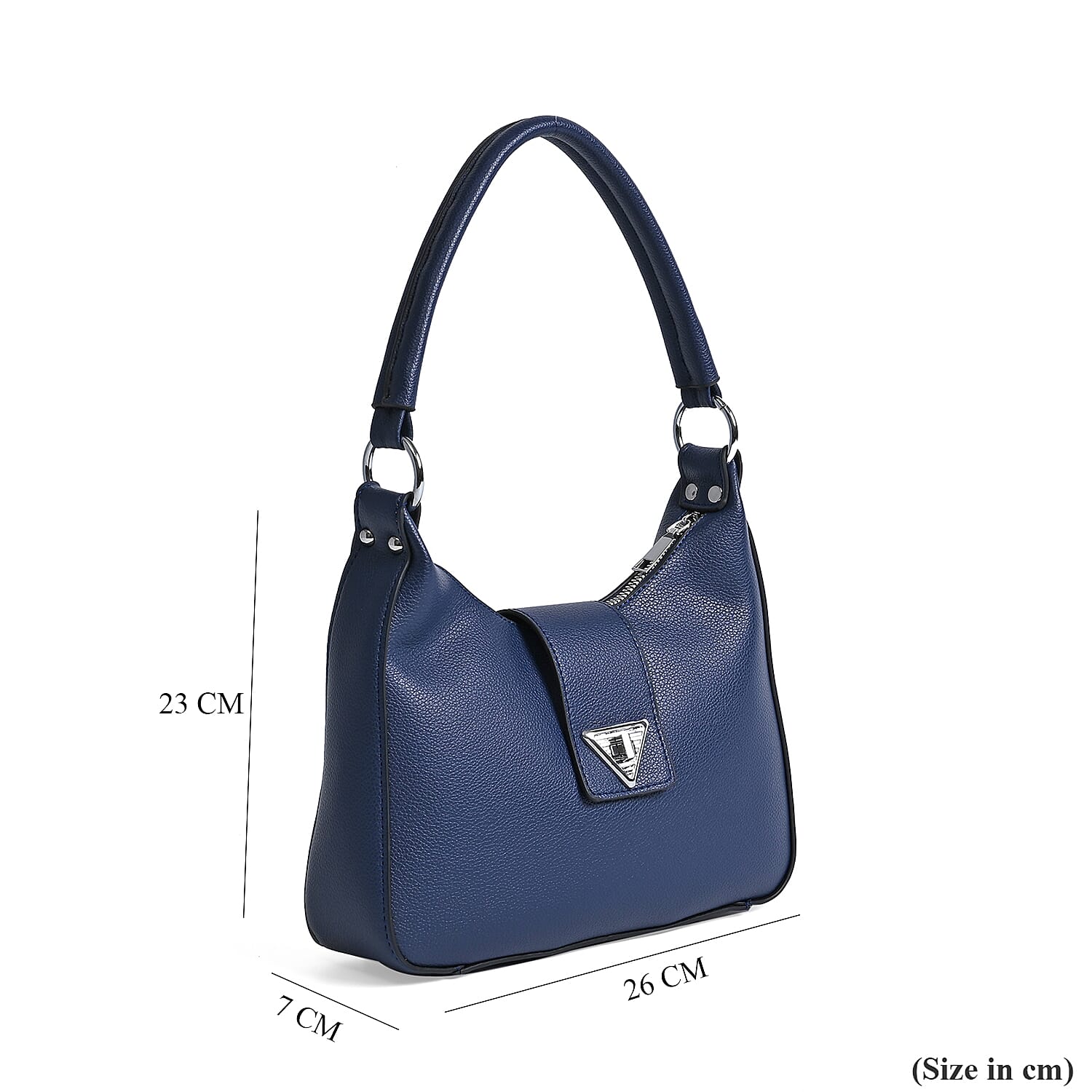 Stylish Hobo Crossbody Bag with Flap Closure & Additional Adjustable Strap - Navy Stylish Hobo Crossbody Bag with Flap Closure & Additional Adjustable Strap - Navy
