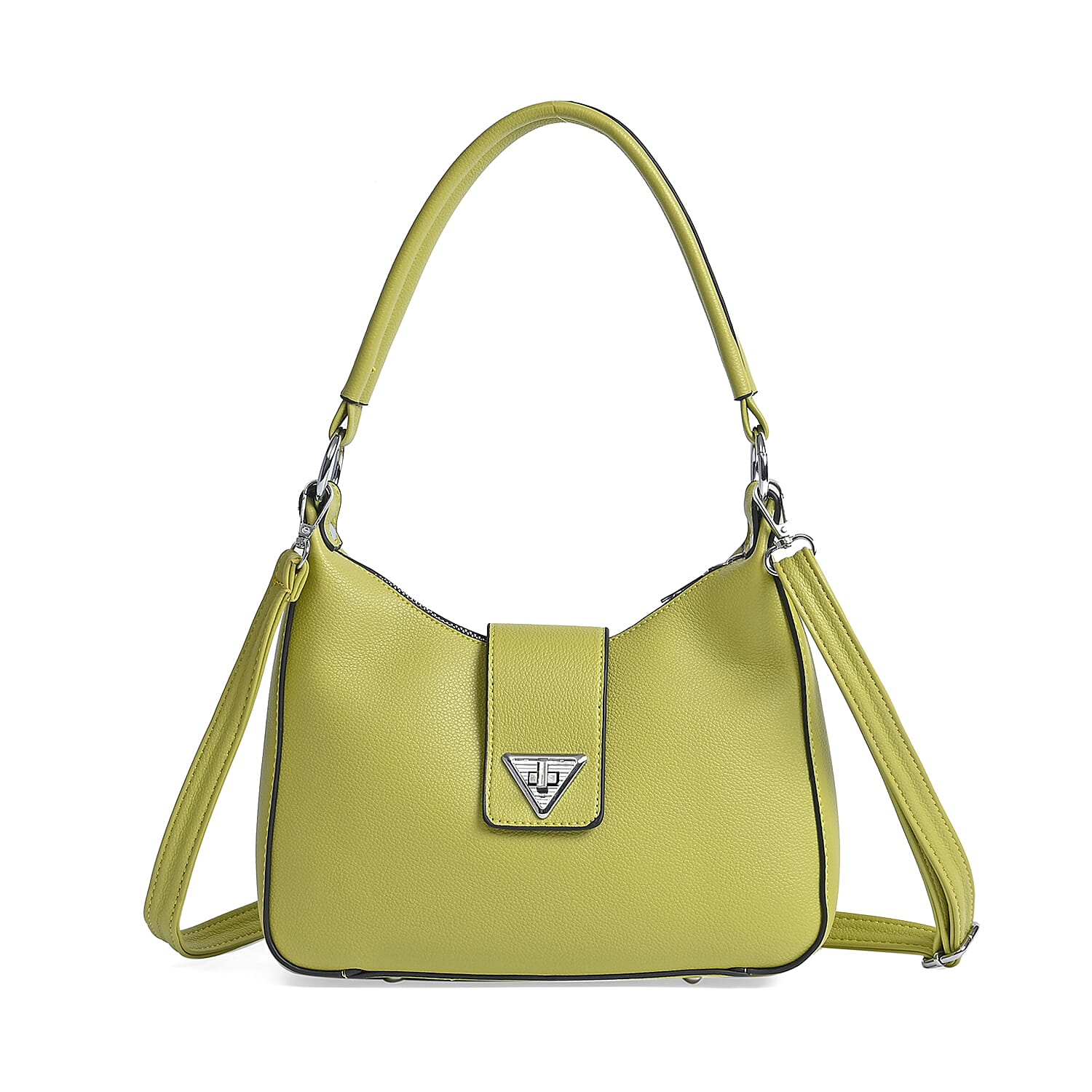 Stylish Hobo Crossbody Bag with Flap Closure & Additional  Adjustable Strap - Green