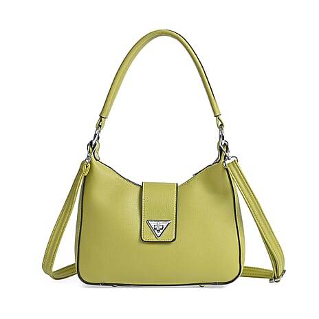 Stylish Hobo Crossbody Bag with Flap Closure & Additional  Adjustable Strap - Green