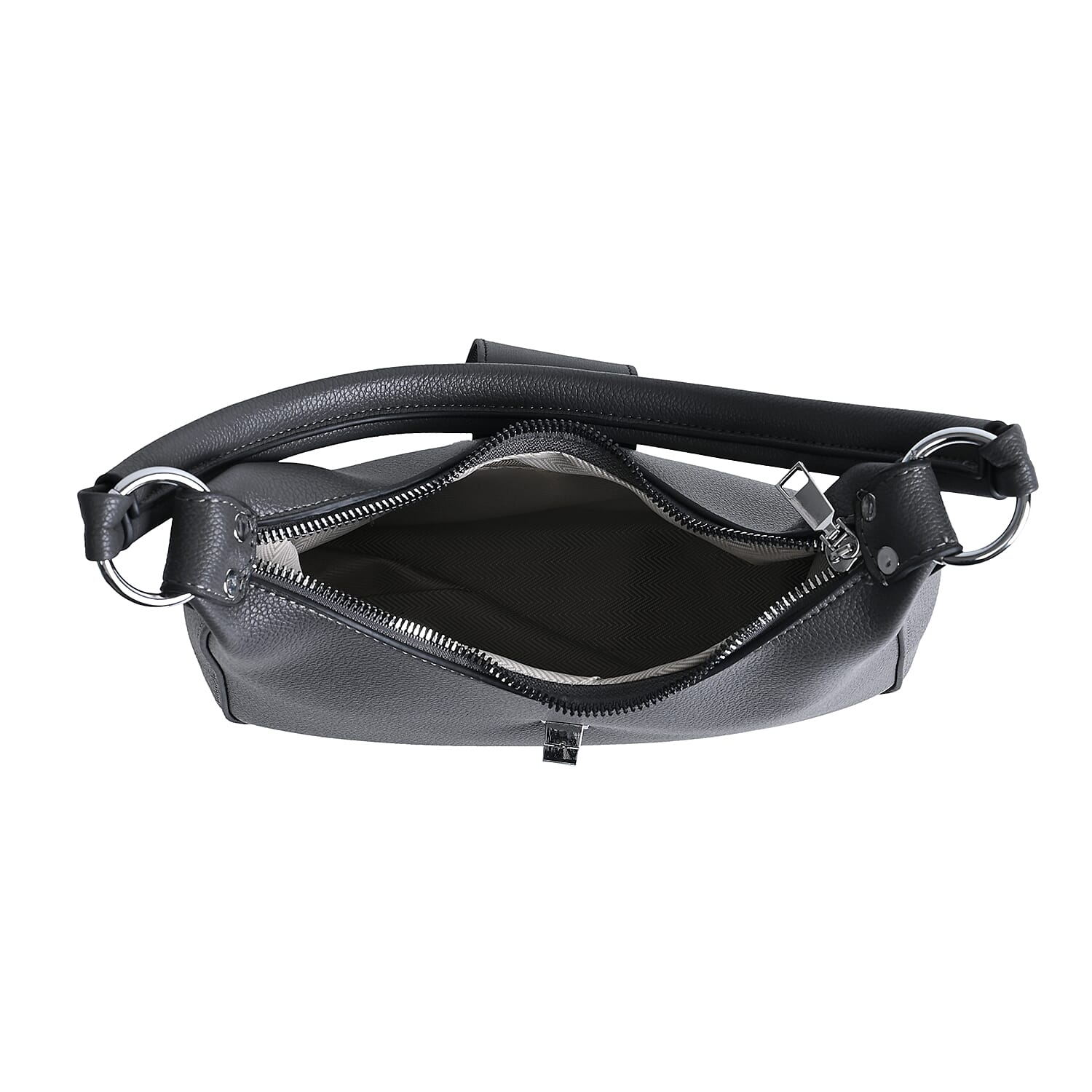 Stylish Hobo Crossbody Bag with Flap Closure & Additional  Adjustable Strap - Gun Metal Grey