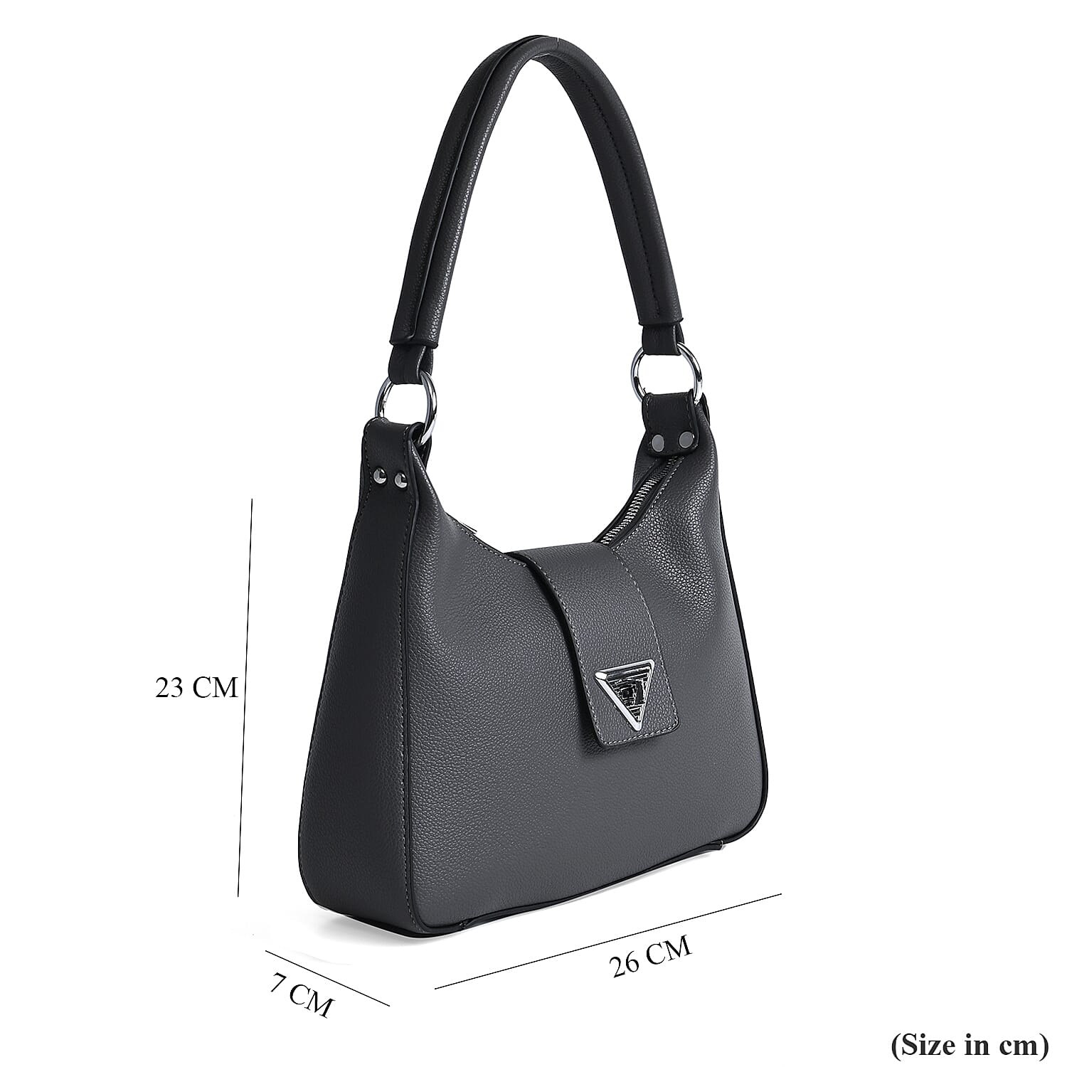 Stylish Hobo Crossbody Bag with Flap Closure & Additional  Adjustable Strap - Gun Metal Grey