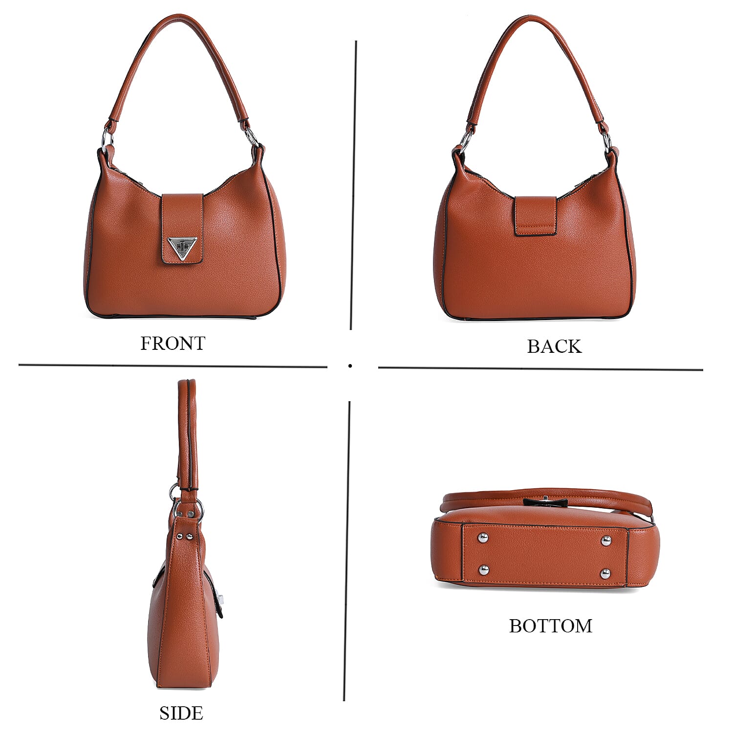 Stylish Hobo Crossbody Bag with Flap Closure & Additional  Adjustable Strap - Brown