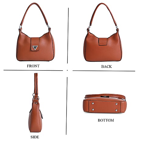Stylish Hobo Crossbody Bag with Flap Closure & Additional  Adjustable Strap - Brown