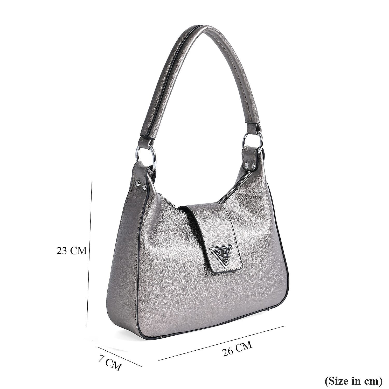 Stylish Hobo Crossbody Bag with Flap Closure & Additional  Adjustable Strap - Charcoal Grey