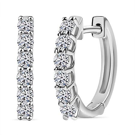 Luxuriant Diamond 0.5 Ct. Lab Grown Diamond Hoop Cluster Earrings in Rhodium Sterling Silver