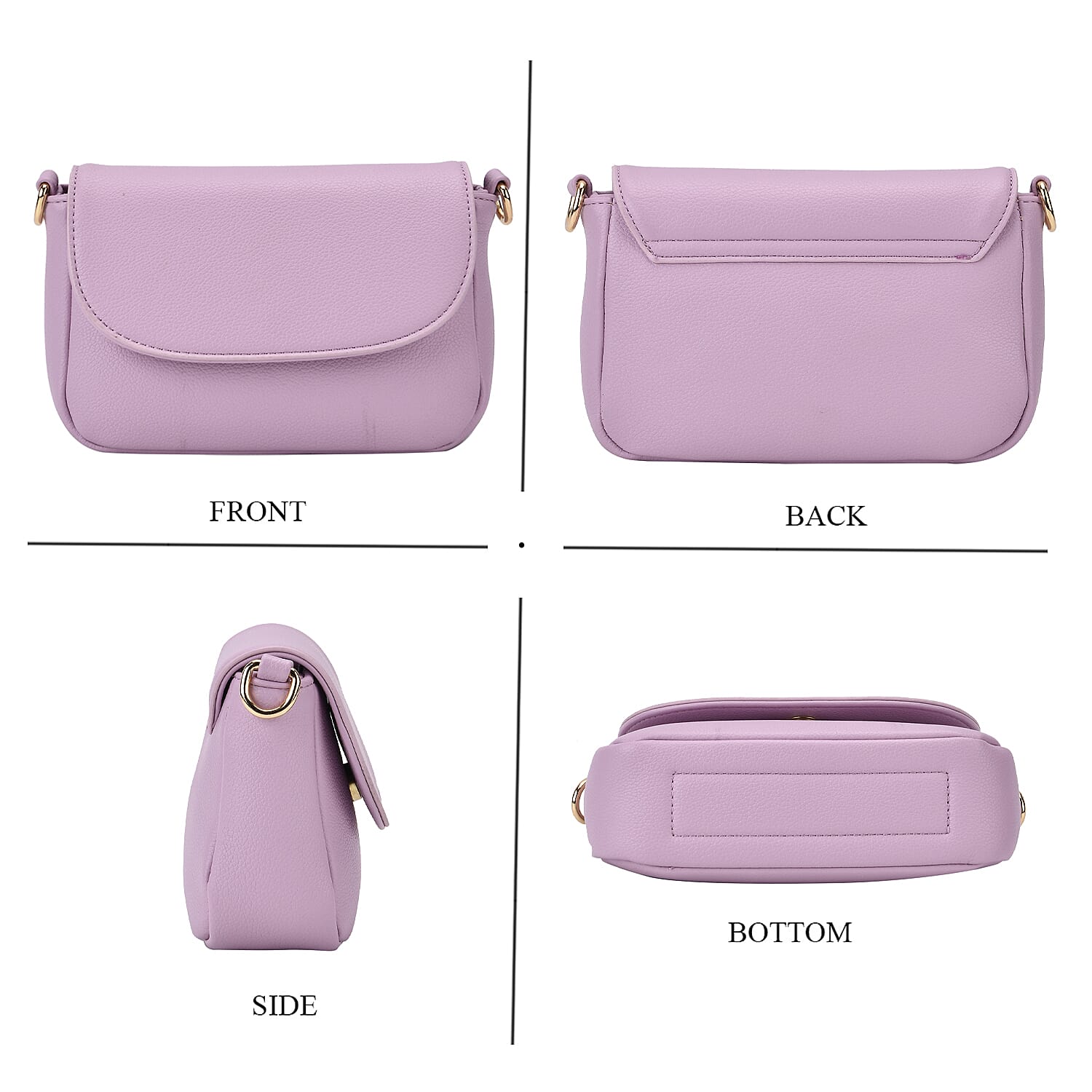 Elegant Flap Crossbody Bag with Adjustable Strap - Lavender