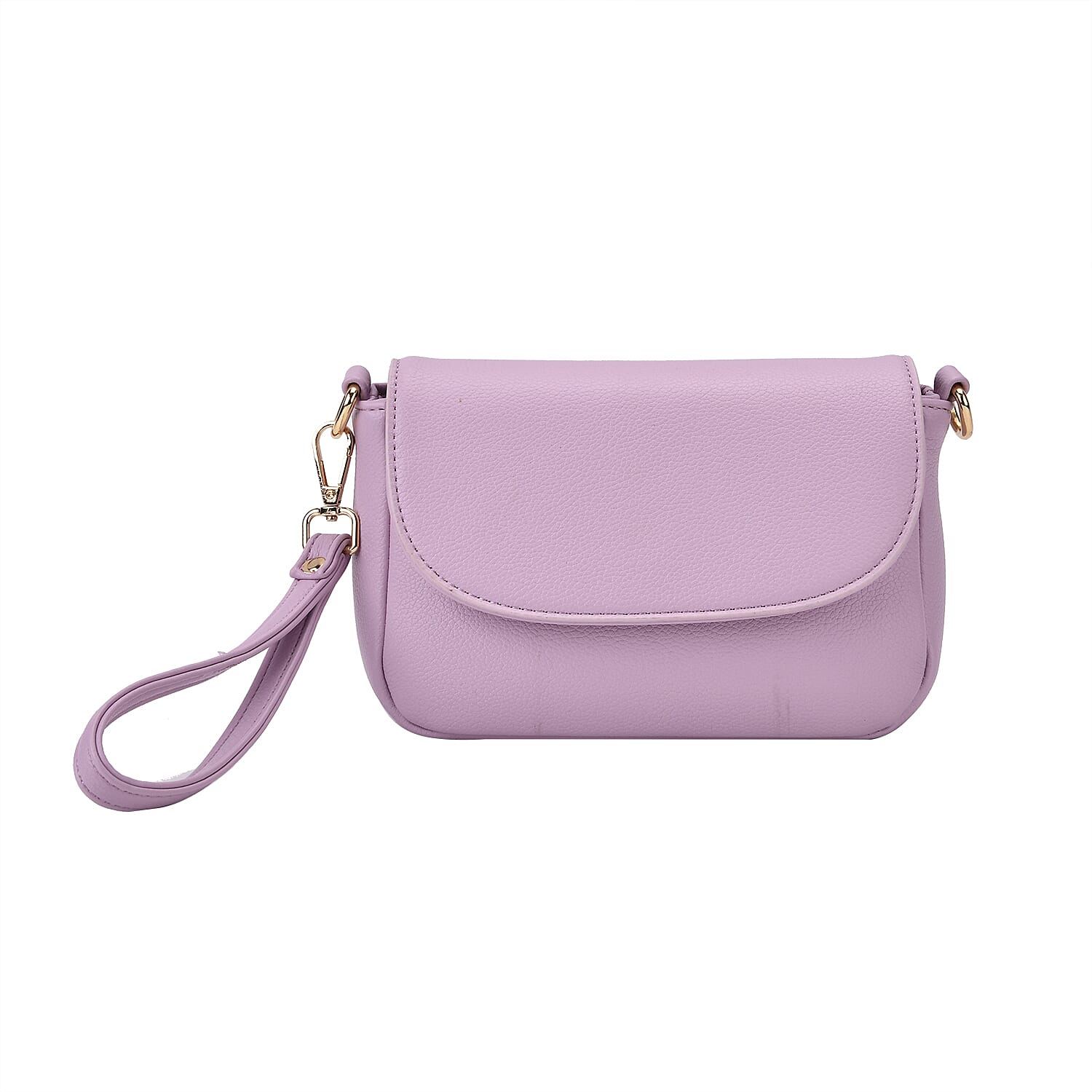 Elegant Flap Crossbody Bag with Adjustable Strap - Lavender