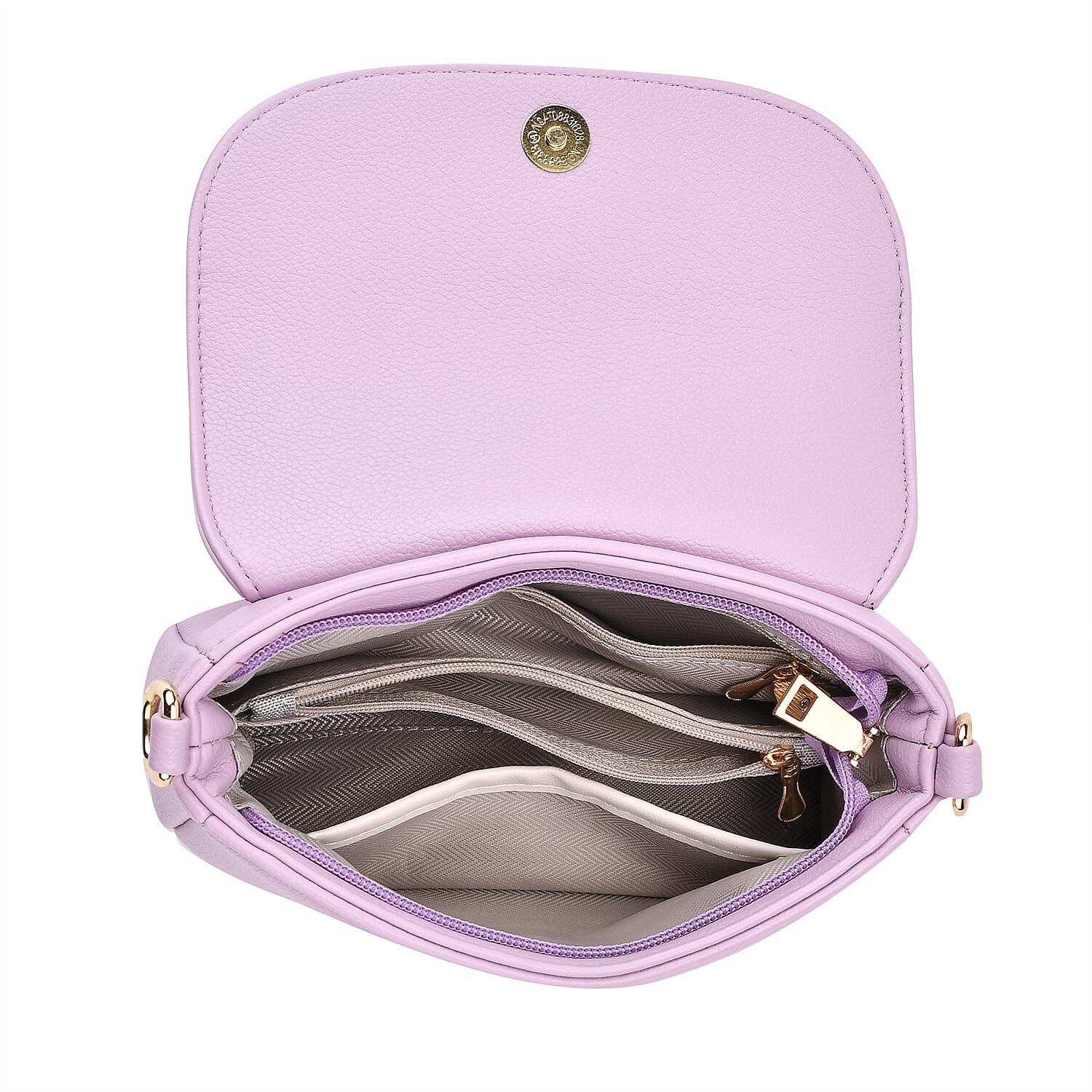 Elegant Flap Crossbody Bag with Adjustable Strap - Lavender