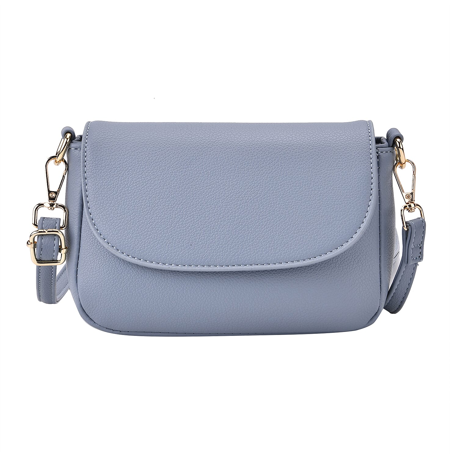 Elegant Flap Crossbody Bag with Adjustable Strap - Blue