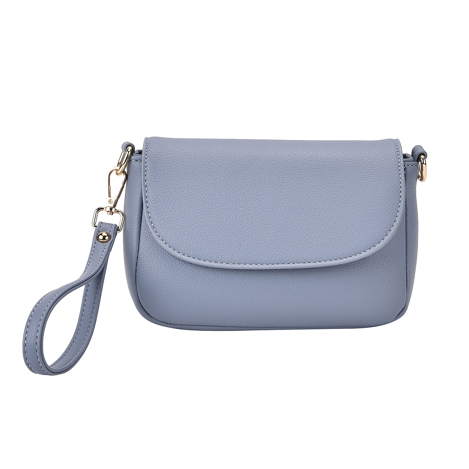 Elegant Flap Crossbody Bag with Adjustable Strap - Blue