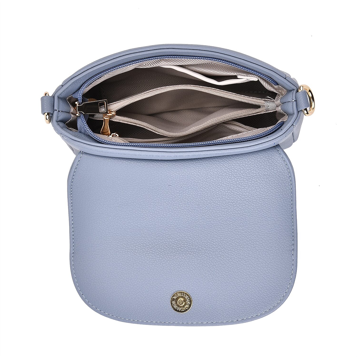 Elegant Flap Crossbody Bag with Adjustable Strap - Blue