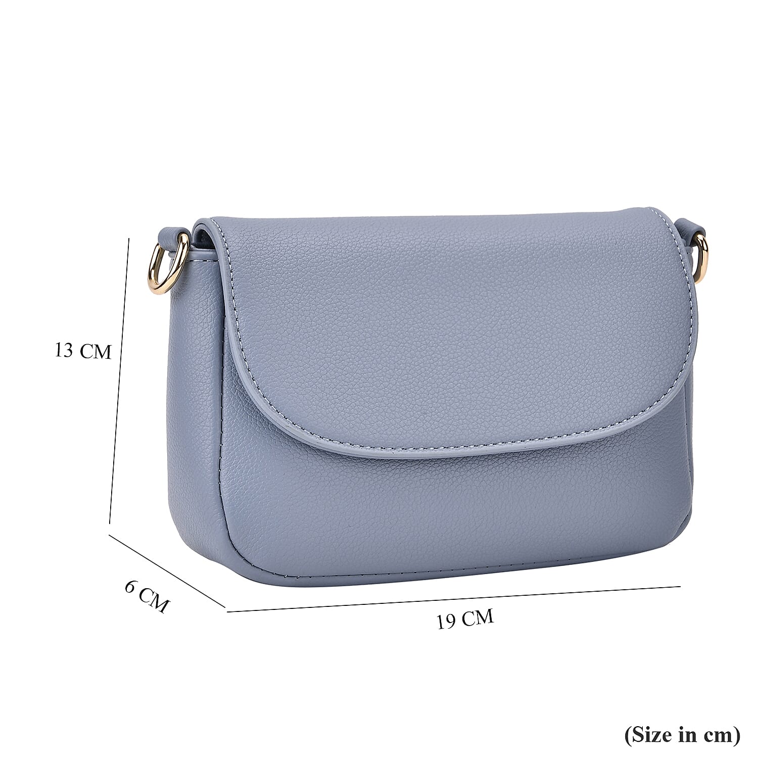 Elegant Flap Crossbody Bag with Adjustable Strap - Blue