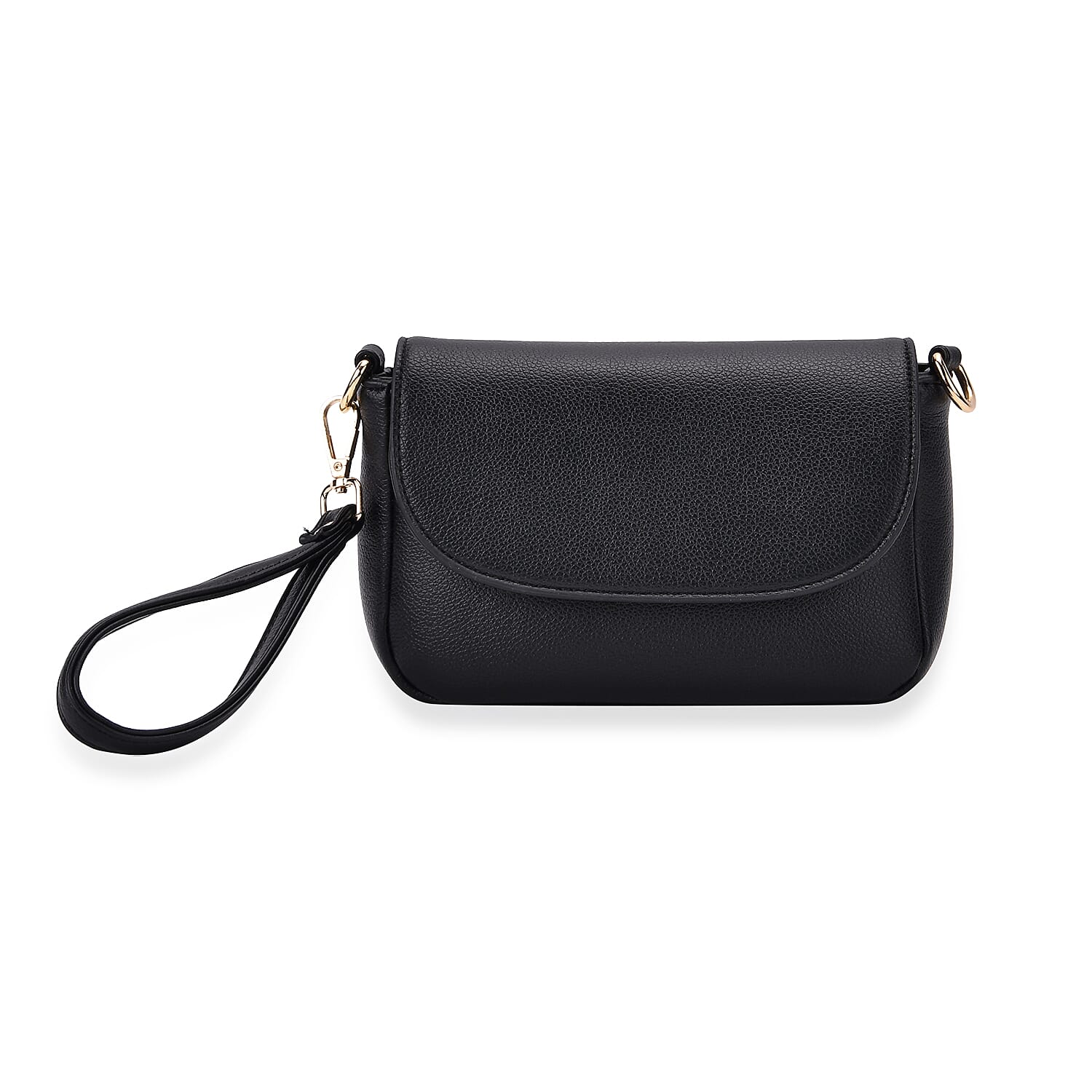 Elegant Flap Crossbody Bag with Adjustable Strap - Black