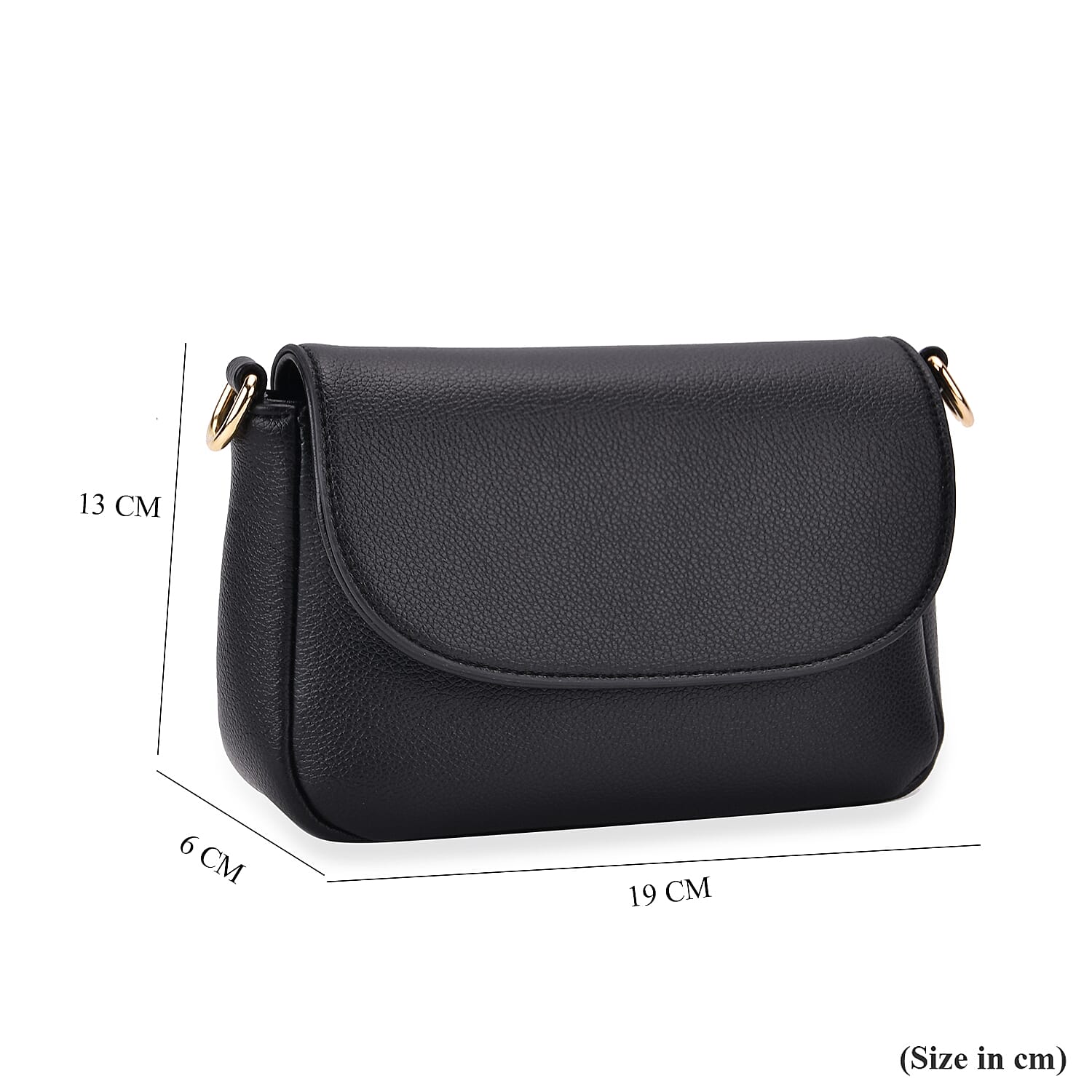 Elegant Flap Crossbody Bag with Adjustable Strap - Black