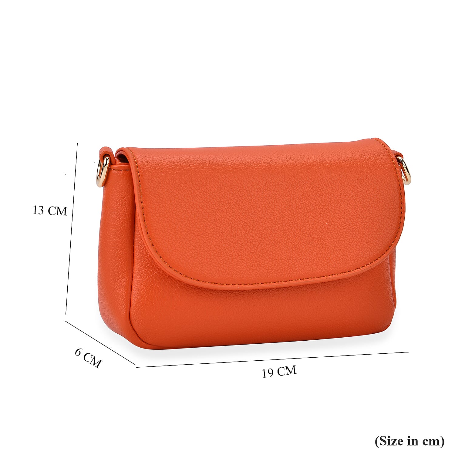 Elegant Flap Crossbody Bag with Adjustable Strap - Orange