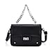 Edgy Crossbody Bag with Chain Handle and Functional Pockets - Black