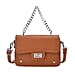 Edgy Crossbody Bag with Chain Handle and Functional Pockets - Black