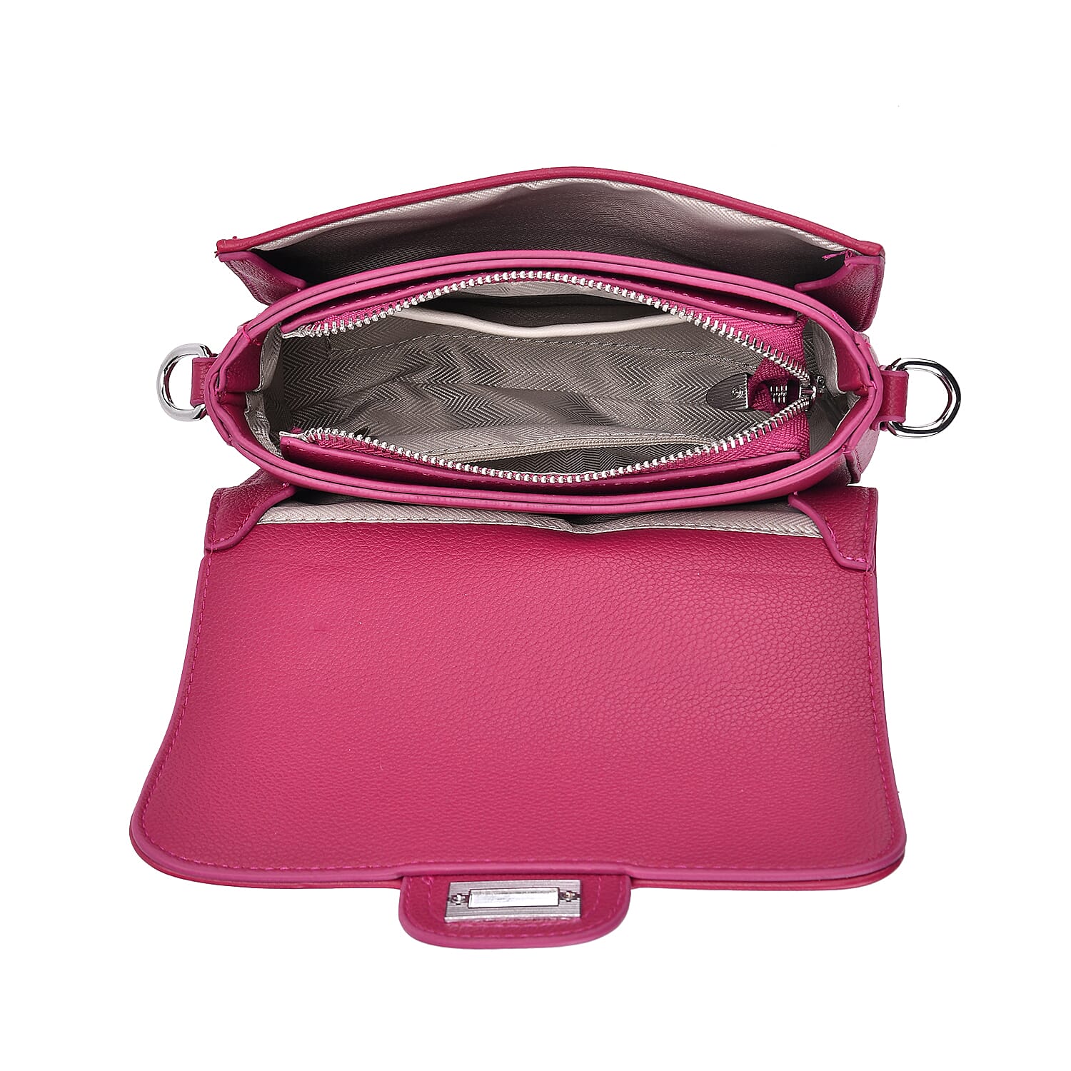 Edgy Crossbody Bag with Chain Handle and Functional Pockets - Rose Pink Edgy Crossbody Bag with Chain Handle and Functional Pockets - Rose Pink