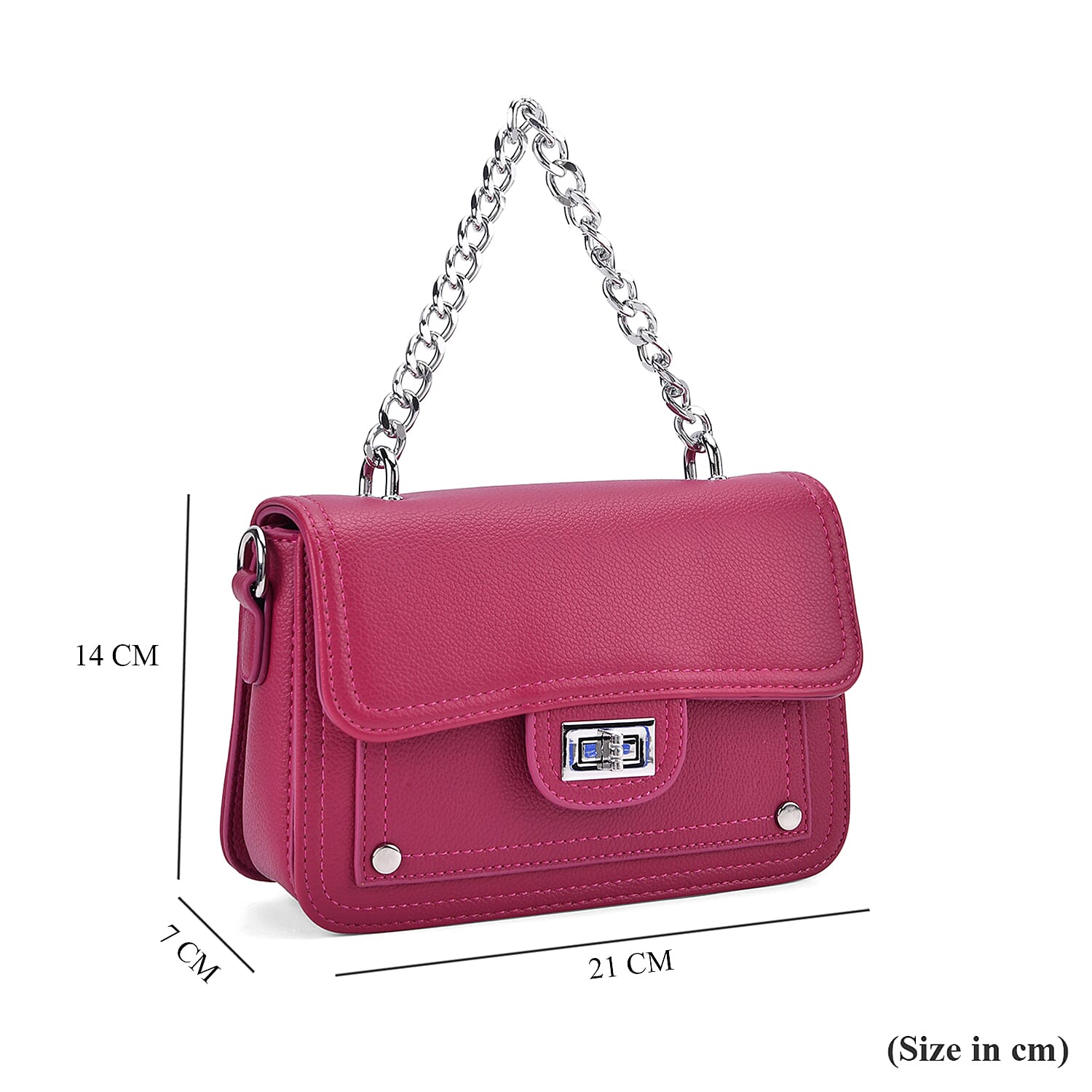 Edgy Crossbody Bag with Chain Handle and Functional Pockets - Rose Pink Edgy Crossbody Bag with Chain Handle and Functional Pockets - Rose Pink