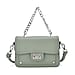 Edgy Crossbody Bag with Chain Handle and Functional Pockets - Black