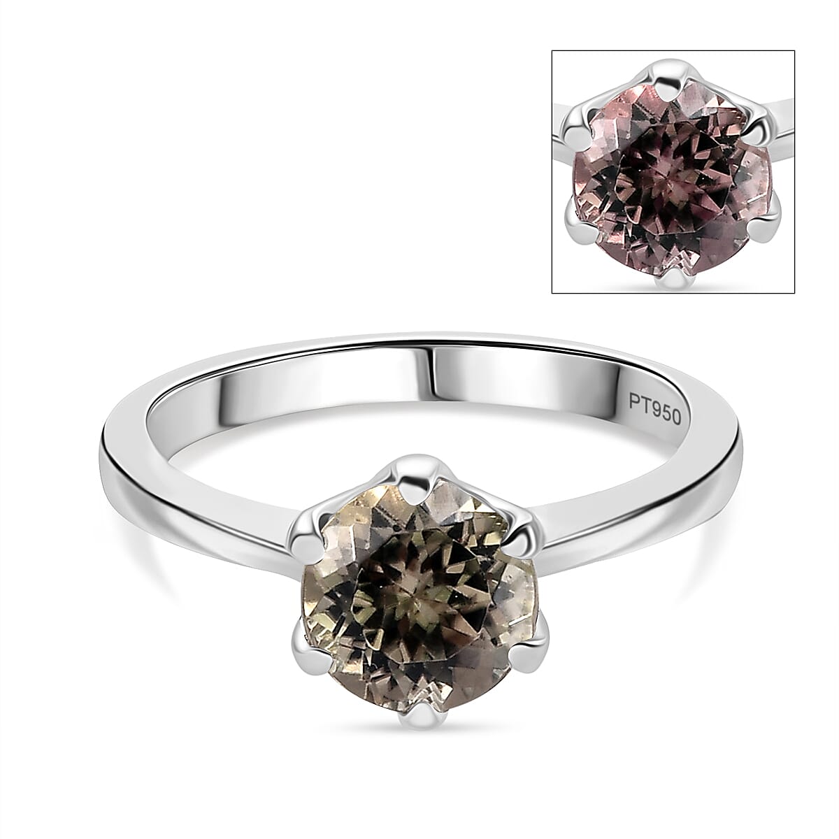 RHAPSODY 950 Platinum AAAA TURKIZITE Solitaire Ring 1.66 Ct, Platinum Wt. 5.08 Gms