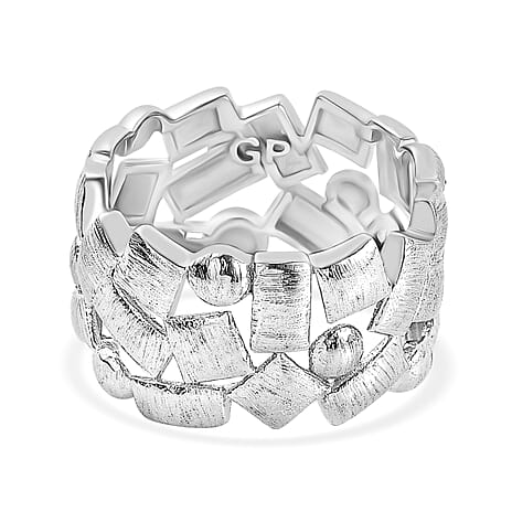 GP Art Deco Collection - Blue Sapphire Ring in Rhodium Overlay Sterling Silver