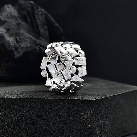 GP Art Deco Collection - Blue Sapphire Ring in Rhodium Overlay Sterling Silver