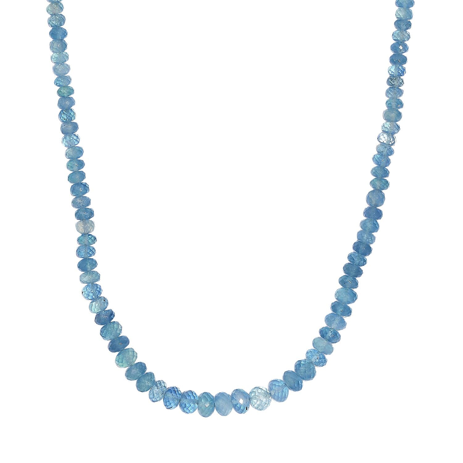 Aquamarine Necklace (Size - 18-2 Ext) in Rhodium Overlay Sterling Silver 101.46 Ct.