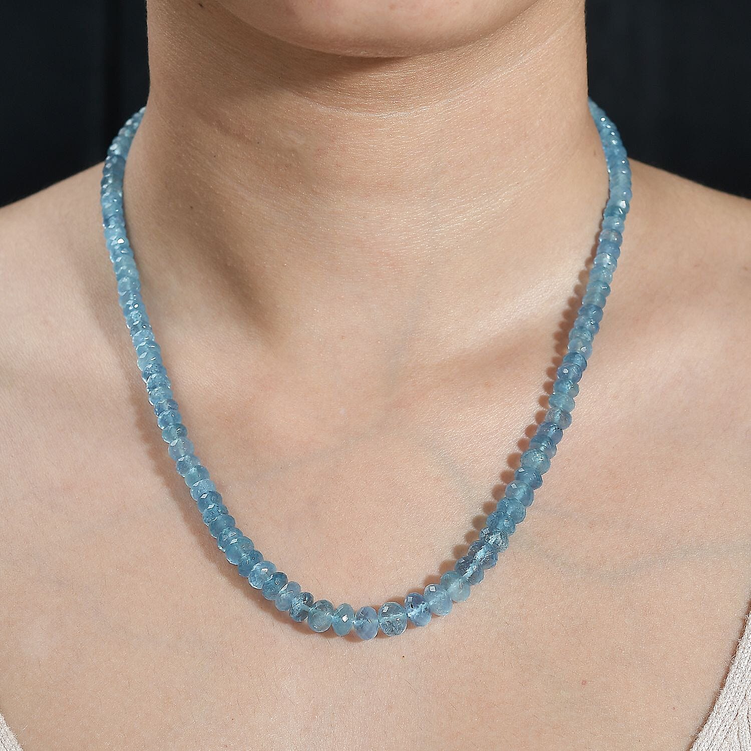 Aquamarine Necklace (Size - 18-2 Ext) in Rhodium Overlay Sterling Silver 101.46 Ct.