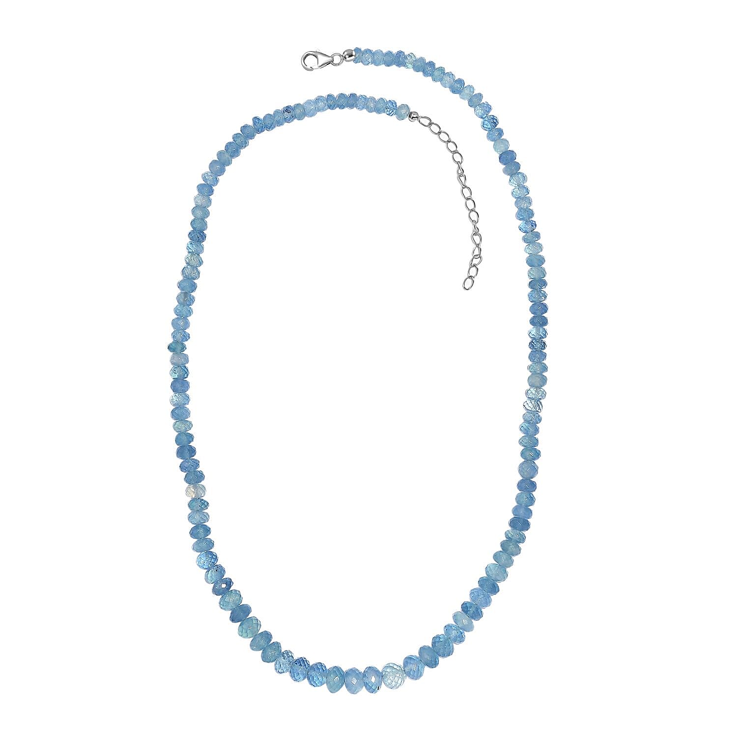 Aquamarine Necklace (Size - 18-2 Ext) in Rhodium Overlay Sterling Silver 101.46 Ct.