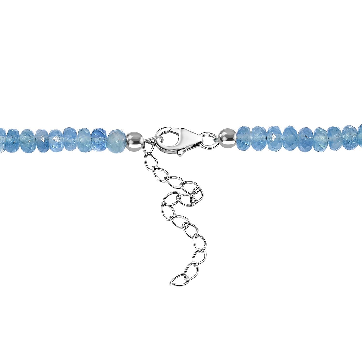 Aquamarine Necklace (Size - 18-2 Ext) in Rhodium Overlay Sterling Silver 101.46 Ct.