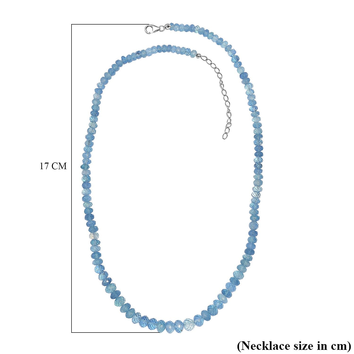 Aquamarine Necklace (Size - 18-2 Ext) in Rhodium Overlay Sterling Silver 101.46 Ct.