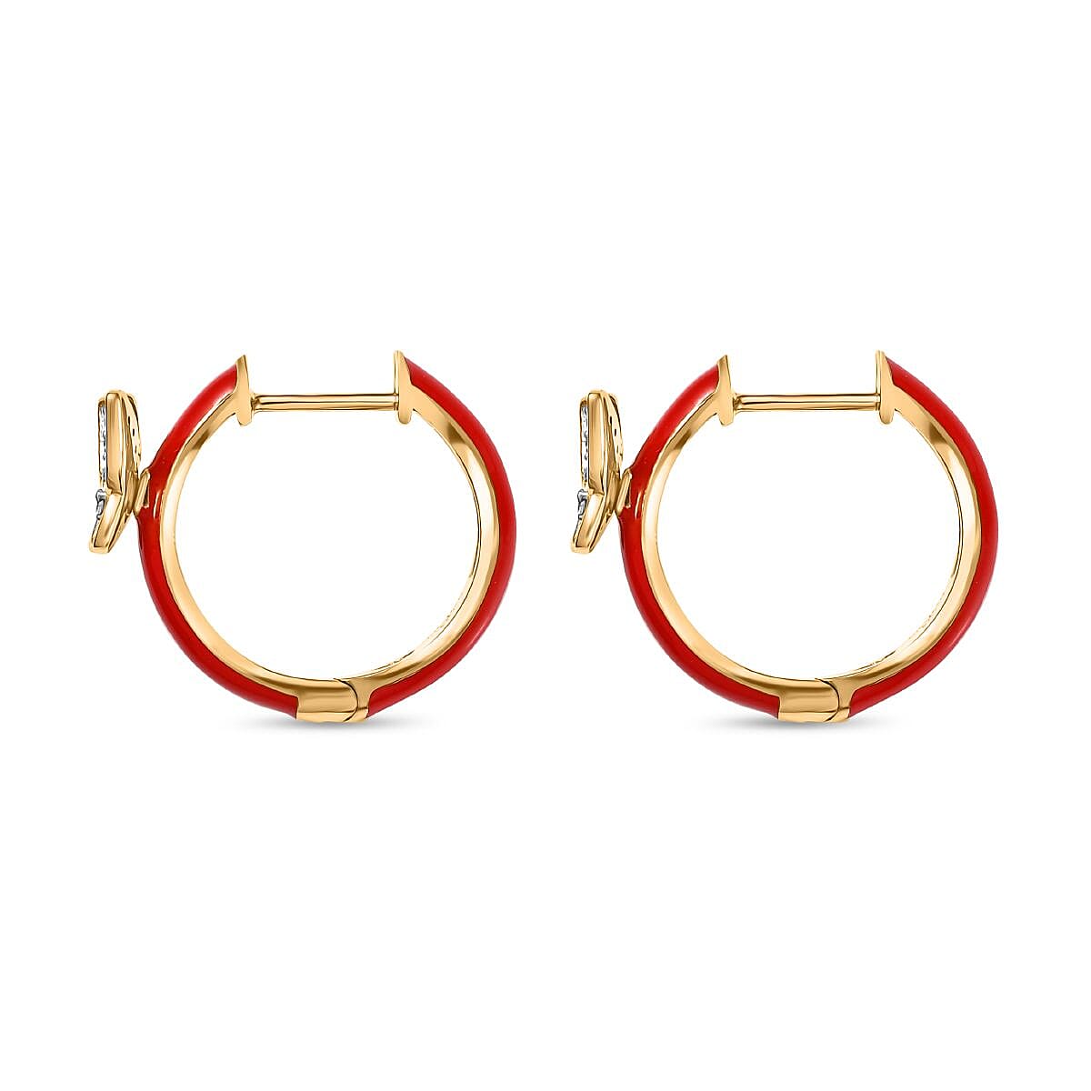 GP Italian Garden Collection - White Zircon, Blue Sapphire Hoop Earring in 18K Vermeil Yellow Gold Plated Sterling Silver