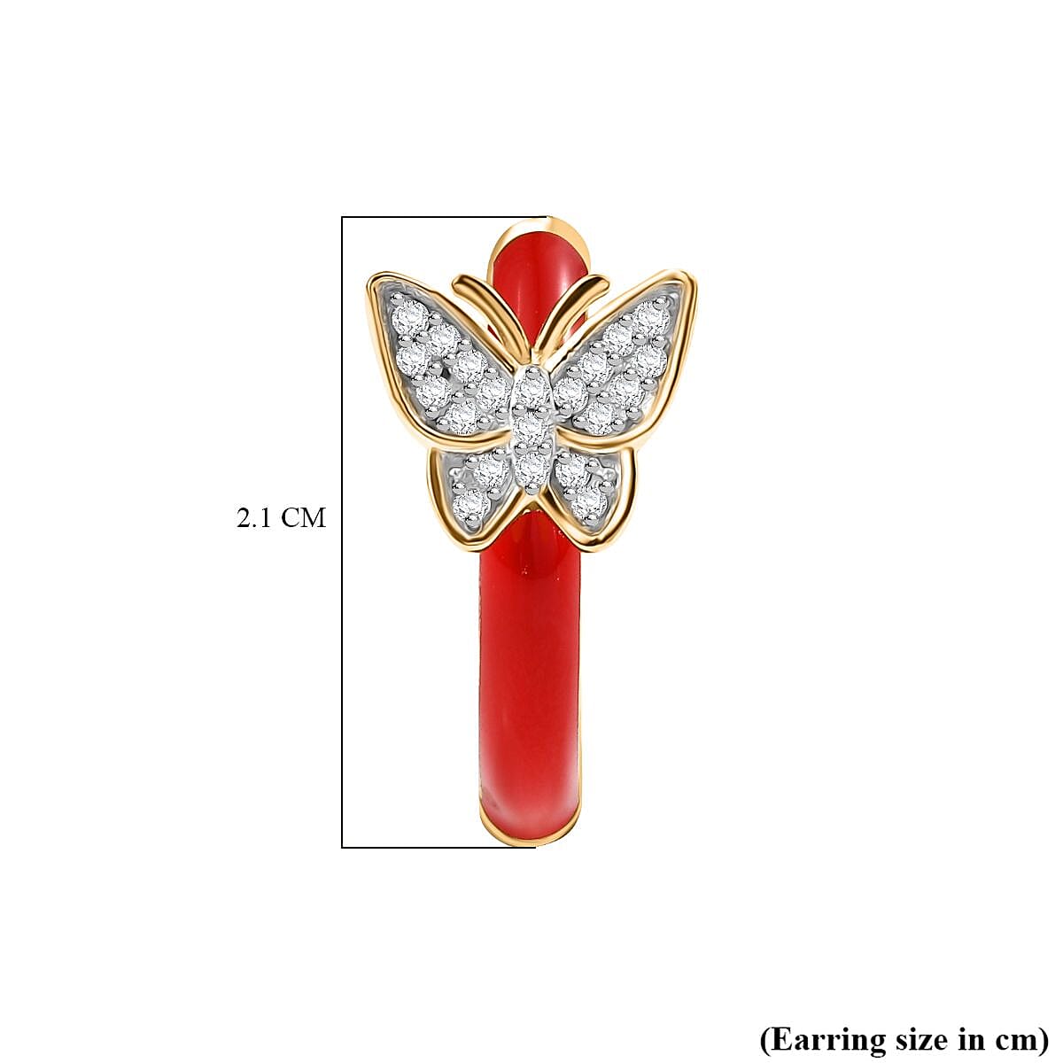 GP Italian Garden Collection - White Zircon, Blue Sapphire Hoop Earring in 18K Vermeil Yellow Gold Plated Sterling Silver