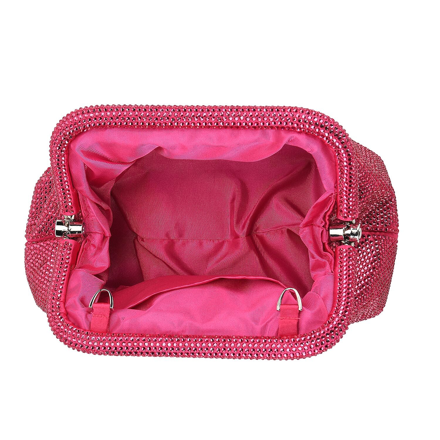 Crystal Patterned Clutch (Size 9x4x5 in) - Rose Pink & Rose Pink