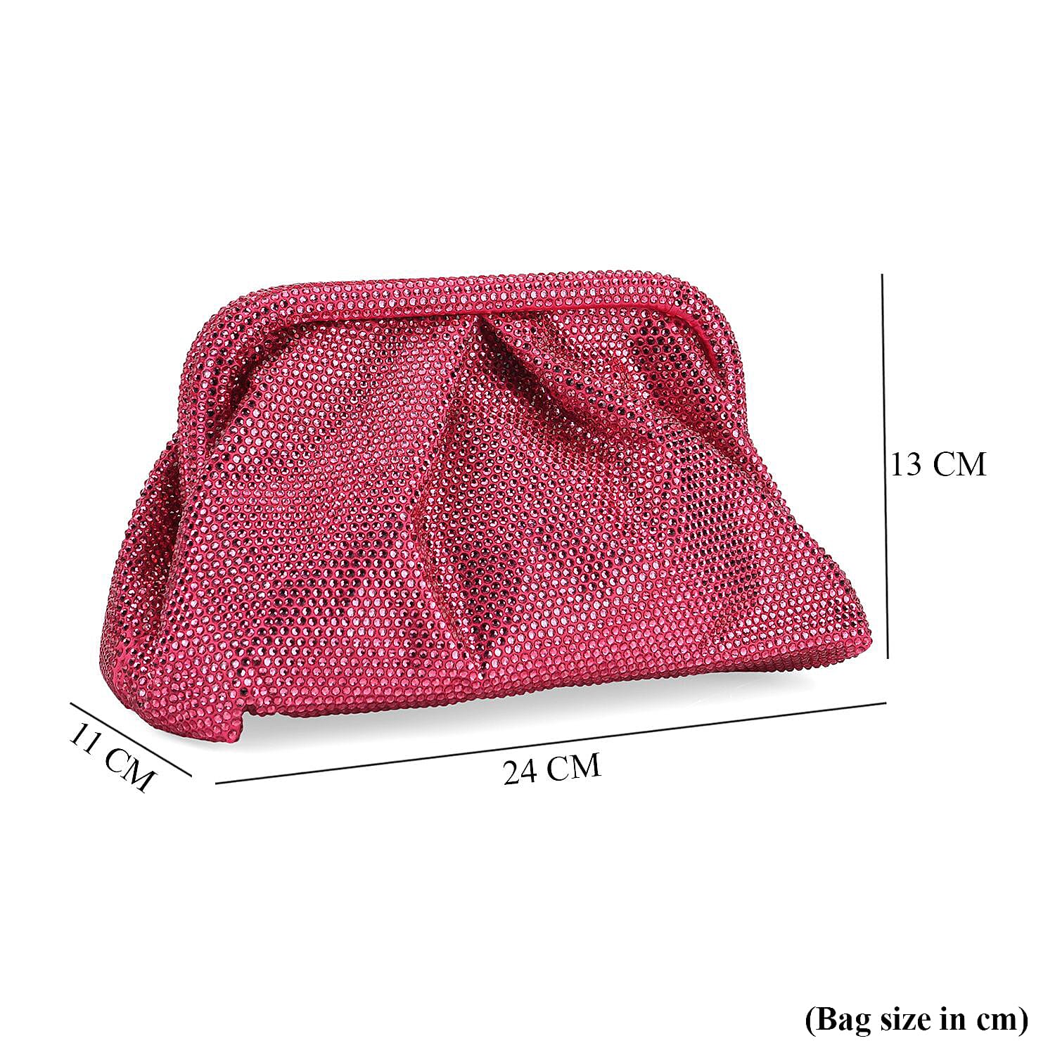 Crystal Patterned Clutch (Size 9x4x5 in) - Rose Pink & Rose Pink