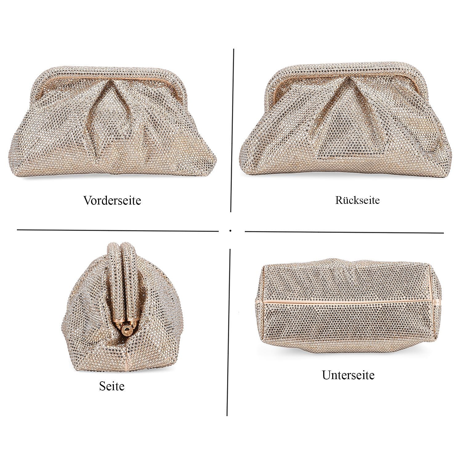 Crystal Patterned Clutch (Size 9x4x5 in) - Gold & Rose Pink