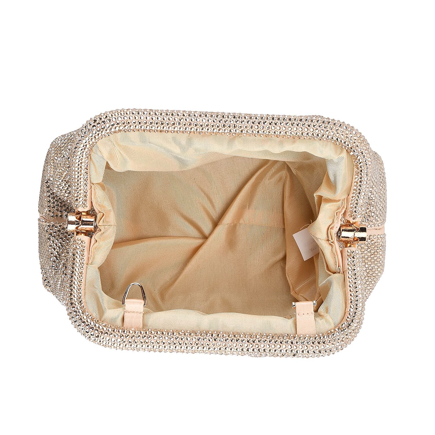 Crystal Patterned Clutch (Size 9x4x5 in) - Gold & Rose Pink