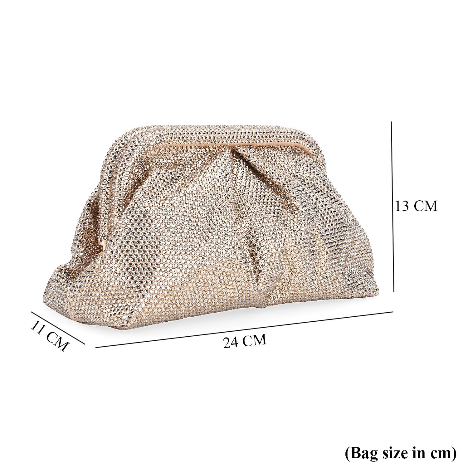 Crystal Patterned Clutch (Size 9x4x5 in) - Gold & Rose Pink