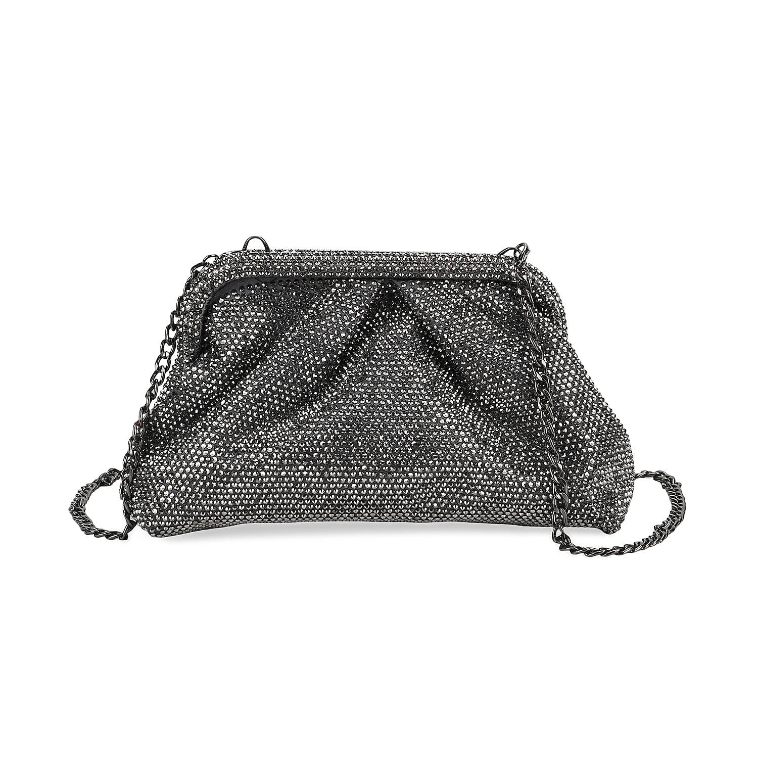 Crystal Patterned Clutch (Size 9x4x5 in) - Gun & Rose Pink