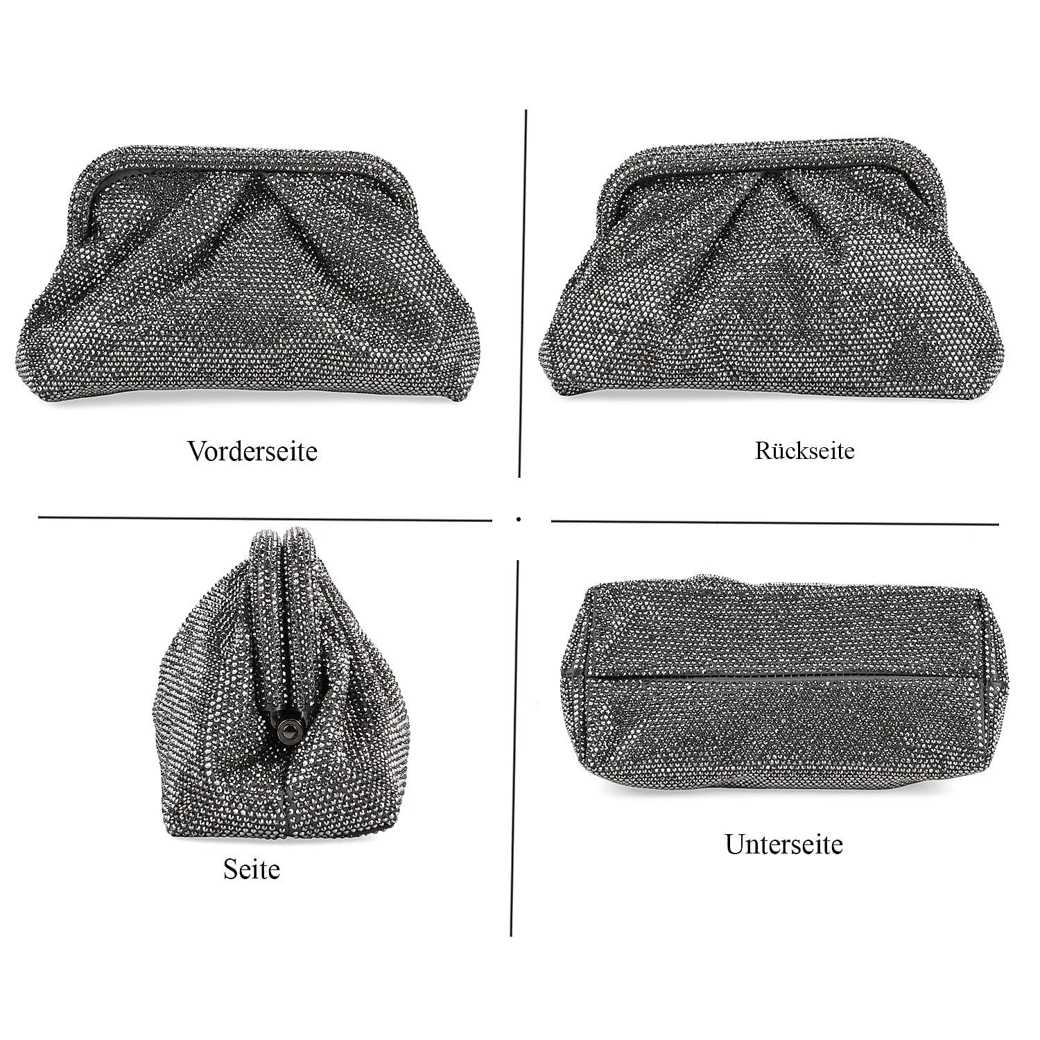 Crystal Patterned Clutch (Size 9x4x5 in) - Gun & Rose Pink