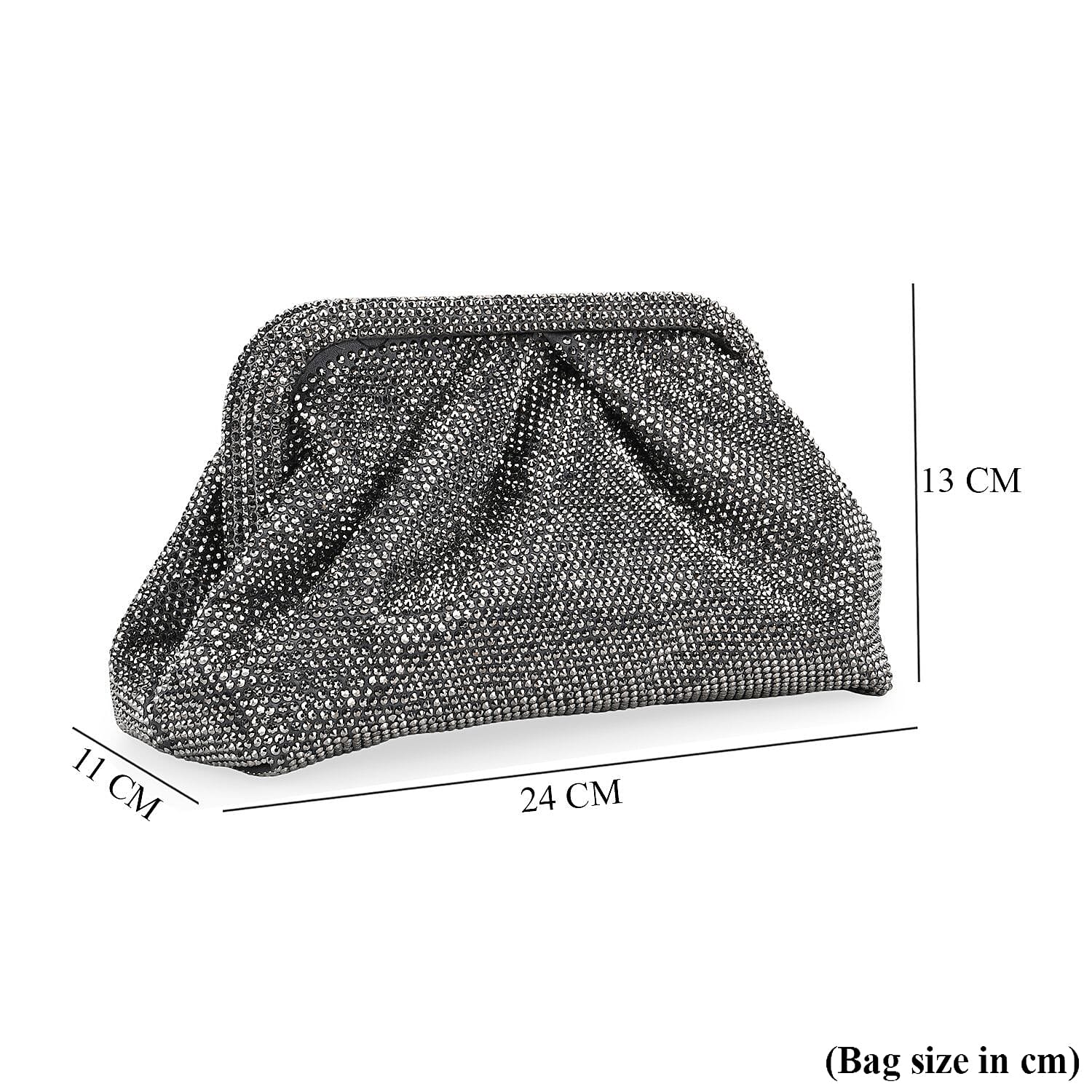 Crystal Patterned Clutch (Size 9x4x5 in) - Gun & Rose Pink