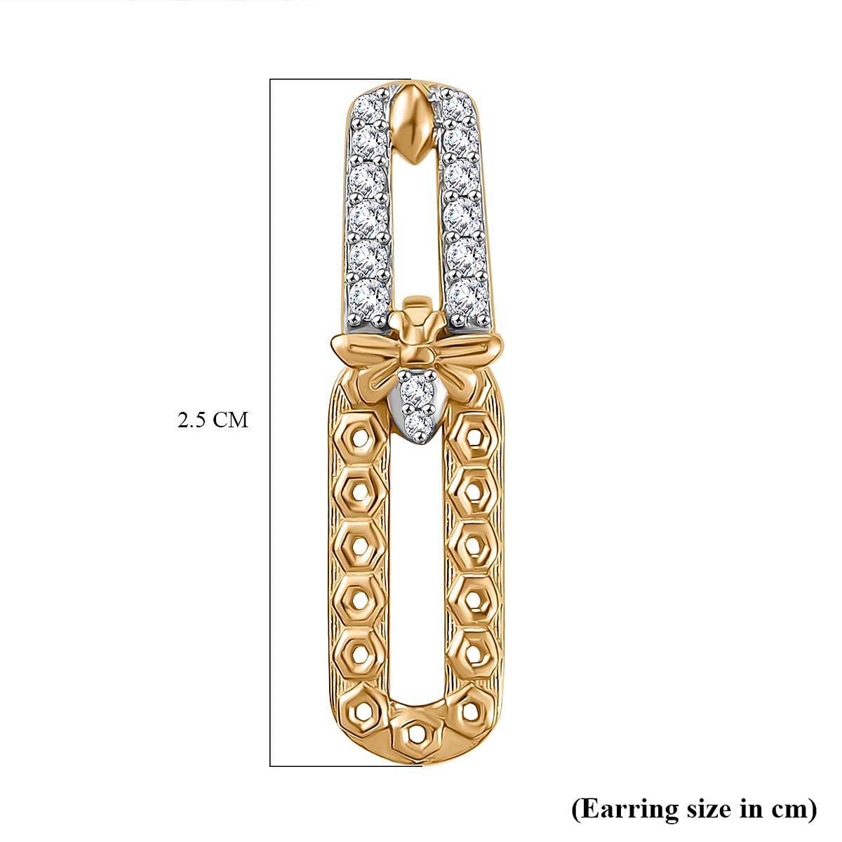 Moissanite & Blue Sapphire Dangling Earrings with Push Back in 18K Vermeil Yellow Gold Plated Sterling Silver 0.43 Ct.