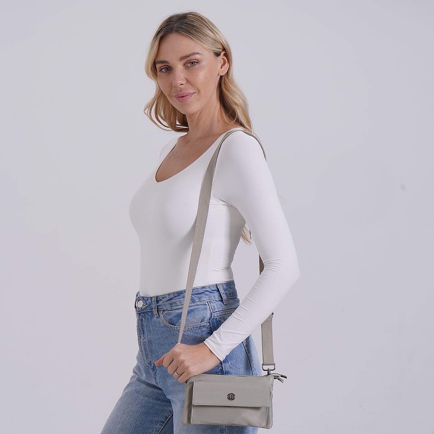 Versatile Water Proof Sling Crossbody Bag with Adjustable Strap - Stone