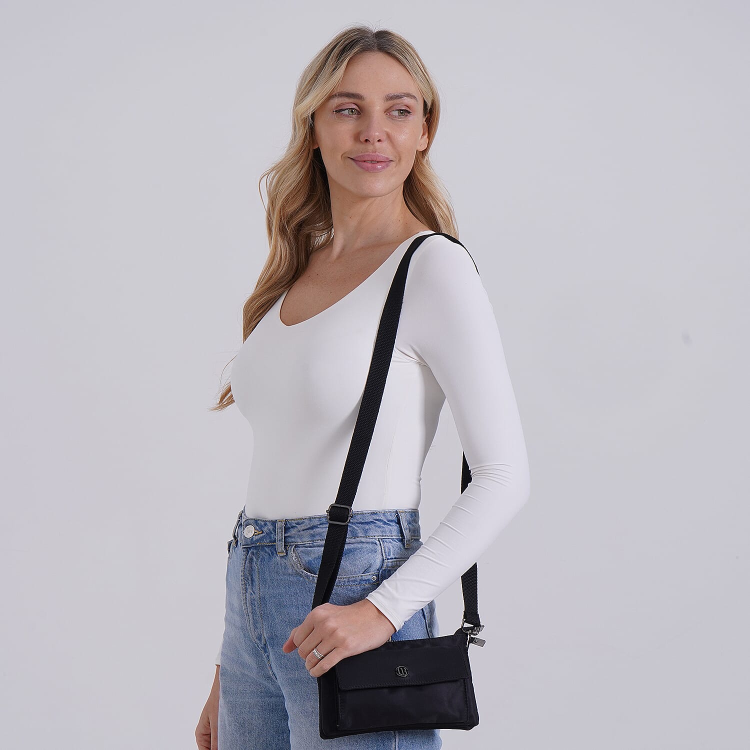 Versatile Water Proof Sling Crossbody Bag with Adjustable Strap - Black