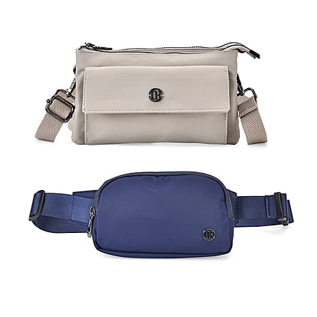 Set of 2 Bags - Crossbody - Waist Bag (Size - One Size) - Navy - Light Grey